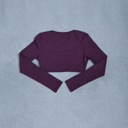Women's Long Sleeve Yoga Crop Top U-Neck Backless Crossover Fitness Shirt Slim Fit Sexy Workout Gym Sports Top
