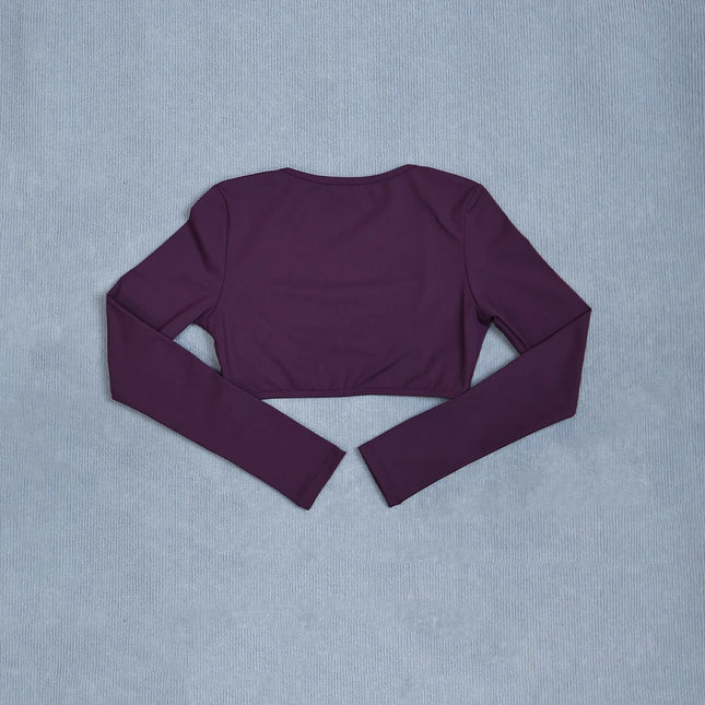 Women's Long Sleeve Yoga Crop Top U-Neck Backless Crossover Fitness Shirt Slim Fit Sexy Workout Gym - product image 2