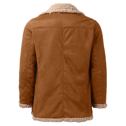 Men's Thick Warm Button Down Turn Down Collar Long Sleeve Casual Coats Winter Fleece Jackets