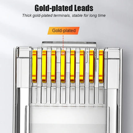 SAMZHE Cat5e RJ45 Modular Plug 8P8C Connector for Ethernet Cable,Gold Plated CAT 5e Gigabit Bulk Ethernet Crimp Connectors