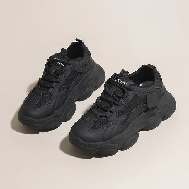 Women New Fashion Platform Sport Shoes Women 2025 New Summer Black Casual Chunky Sneakers Women Mesh Leather Platform Shoes