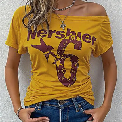 Summer Y2k Sport Off Shoulder Top Women Sexy Vintage 2000s Short Sleeve T Shirt Lady Body Basic Crop Top Female Casual