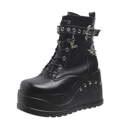 2026 Punk Goth Platform Heels Women's Boots Size 43 Fashion Casual Wedge Shoes Hot Sale New Arrivals for Women