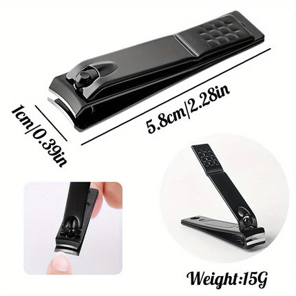 4-piece Black Stainless Steel Nail Clipper With Nano Glass File Polishing Nail File Manicure Tool Set - product image from BS