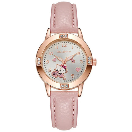 Sanrio Girls' Quartz Watch – Cute Crystal-Decorated Wristwatch with Adjustable Metal Strap, Soft Colors, Perfect Birthday Gift