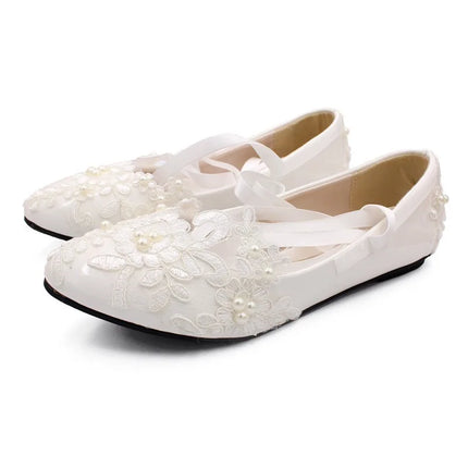 3cm/5cm/8cm Strap White Plus Size Flat Wedding Shoes Bride's Wedding Dress Bridesmaid's Shoes