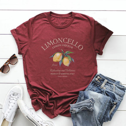 Limoncello T-Shirt Italy Lemons T-shirt Women Short Sleeve O-neck T-shirts Graphic T Shirts Amalfi Coast Italian Summer Tops