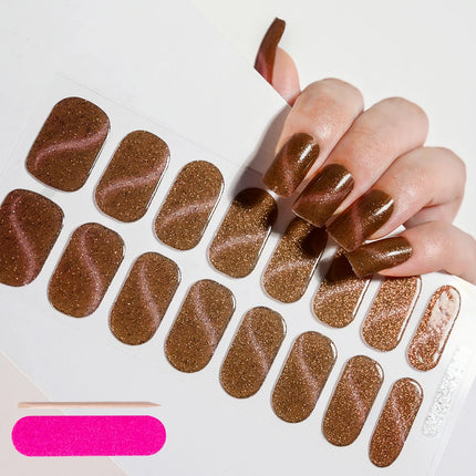 Semi Cured Wraps Fast Gel Nail Sticker Soild Nail Gel Wraps Adhesive Full Cover Gel Nail Decal UV Lamp Cured Manicure Decoration