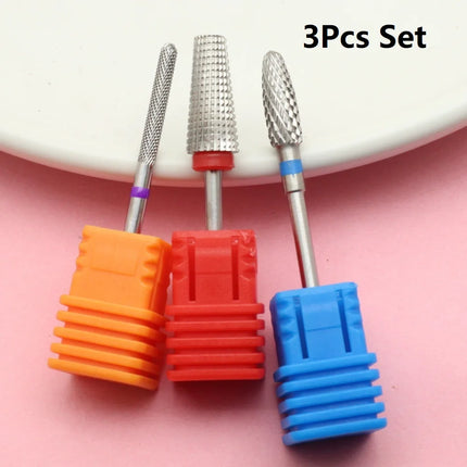 3PCS Stainless Steel Nail Drill Bits Set 2.35mm Shank Sharp Durable Cuticle Remover Gel Polish Removal Manicure E-File Bits