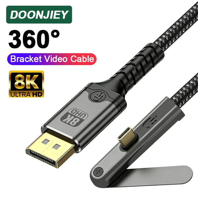 USB C to DisplayPort 2.1 Cable 16K@60Hz 8K@60Hz with FoldableStand