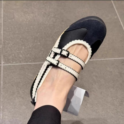 2025 Silver Ballet ShoesSpring New Women's Round Toe Flat Buckle Shallow Casual Sports Daily Office Commuter Ladies Single Shoes