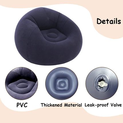 Lazy Inflatable Sofa Portable Foldable Pvc Flocking Single-Person Inflatable Sofa Lounger Seat for Outdoor Camping