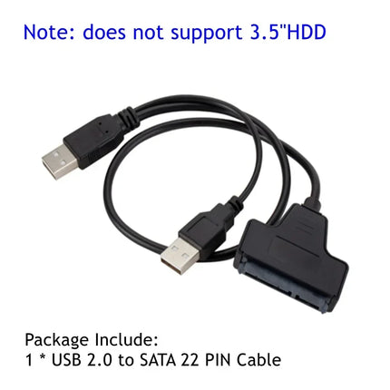 YIGETOHDE Usb To Sata USB 2.0 To 2.5 Inch HDD 7+15Pin SATA Hard Drive Cable Adapter For SATA SSD&HDD Adapter USB2.0 Power Supply