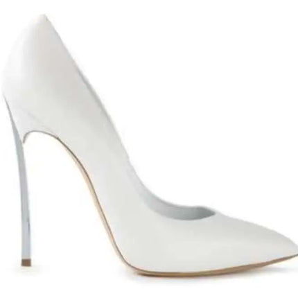 Rose Matte Leather High Heels Stilettos Metallic Heels Women Sexy Pointy Toe 10CM Blade Heels Pumps Slip On Party Ball Shoes