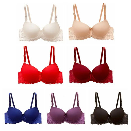 Fashion Mesh Lace Deep V Bra Embroidered Flowers Sweet Wireless Bra Women Underwear Intimates Thick Padded Bra Daily