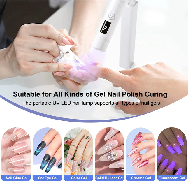 Lámpara de uñas UV LED Lámpara de secado de uñas portátil Lámpara de pie Mini luz UV para uñas Lámpara LED para secador de uñas profesional