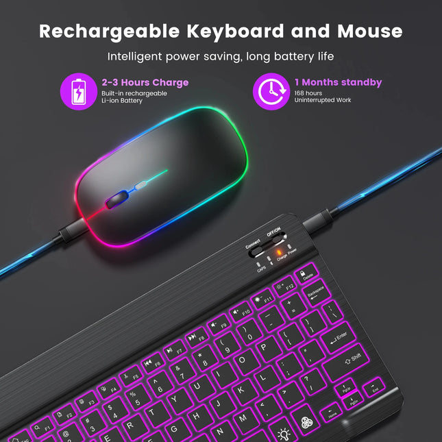 Keyboard and Mouse Set Bluetooth Keyboard+Bluetooth/2.4G Wireless Mouse RGB Backlit Keyboard Mouse Combo - product image from