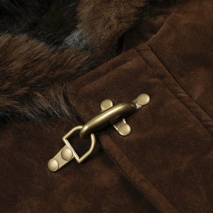 PFHQ American Style Men's Cotton Coats Hooded Faux Fur Metal Single Breasted Loose Solid Color Male Winter New Jackets CPG4887