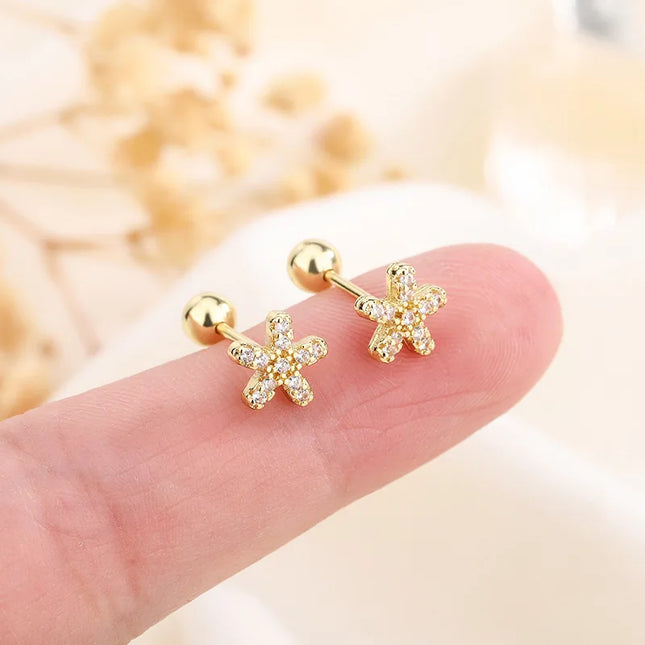 Korean Fashion Pink Zirconic Bear Screw Earrings For Women Girls Cute Animal Cartilage Helix Tragus Ear - product image 21