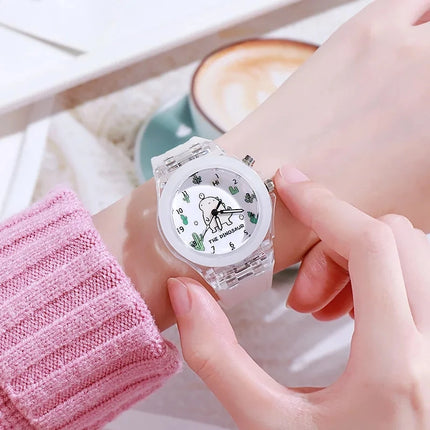 Disney Children Watch Frozen Princess Pattern Led Glowing Flash Fashion Kids Quartz Wristwatch Christmas Gifts