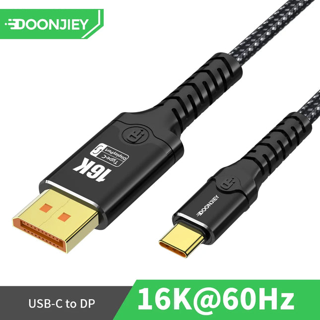 16K DP to Type C Cable Bidirectional USB C to Displayport 2.1