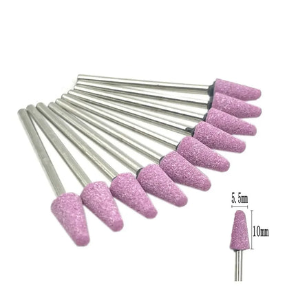 10pcs/set Corundum Nail Drill Bits 3/32" Rotary Ceramic Stone Burr Cutters for Manicure Nails Accessories Tool