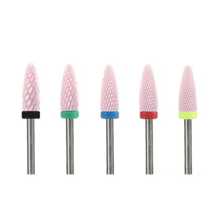 5 PCS Ceramics Nail Drill Bits Conical Tip For Manicure Drill Rotating Polishing Machine Cutter Remove Gel Acrylic Accessories