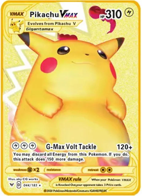 Pokemon Englisch Metallkarte Anime Pikachu Glurak Mewtu Turtok Vmax Glänzende Buchstaben Spiel-Sammelkarte Kinder Spielzeug Geschenke
