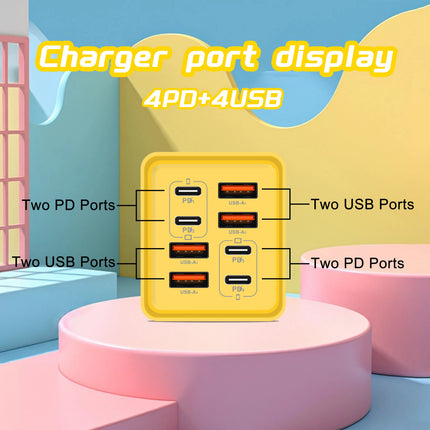8 in 1 GaN USB-C Desktop Charger 240W Fast Charge Phone Adapter USB-C Cable For iPhone Samsung Xiaomi EU/US/UK - product imag