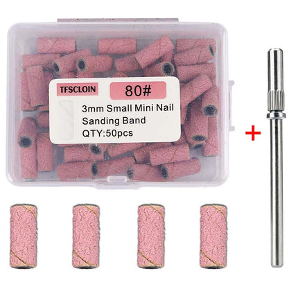 50pcs/Box Sanding  Bands For Electric Manicure Machine 80/150/180/240 Grit Nail Drill Grinding Bit Files Pedicure Tool Set