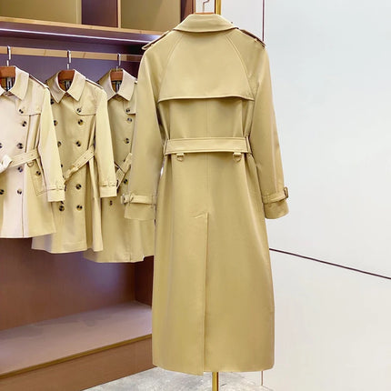 High quality khaki double breasted cotton women's trench coat British fashion custom rainproof long women's coat windbreaker
