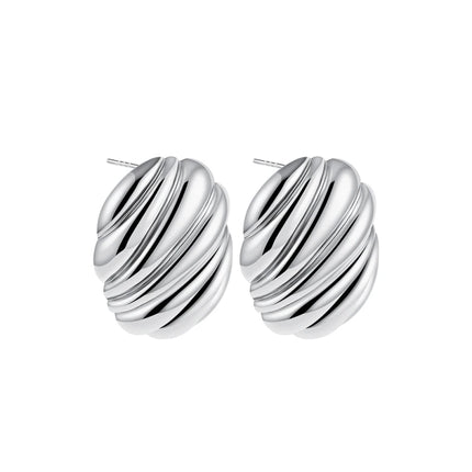Trendy Stainless Steel Multilayer Circle Twist Knot Earrings for Women Texture Mixed Color Gold Plated Statement Earring Bijoux