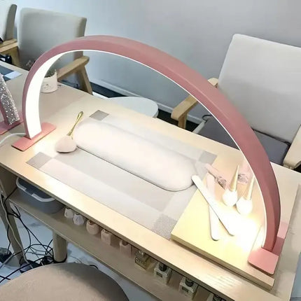U-shaped Half-moon White Pink Beauty Salon Desk Lamp,USB Hight Brightness with LED Eye Protection Stand Fill Light Lamp Salon