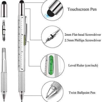 7 In 1 Multifunctional Pen Touch Screen Stylus Capacitive Pen With Screwdriver Ruler Levelgauge Refillable - product image fr