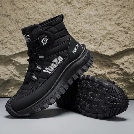 Functional Knob-Adjustable Motorcycle Riding High-Top Boots, Black Anti-Collision Toe Cap, Non-Slip Thick-Soled Motorcycle Shoes, Waterproof and Wear-Resistant Outdoor Off-Road Work Boots, Rider Commuter Anti-Fall Motorcycle