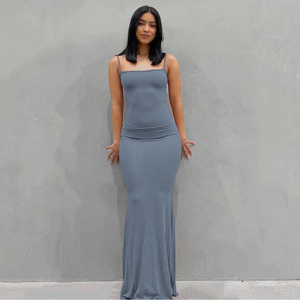 Y2K summer casual style Japanese and Korean casual women's suspender style collarless dress dress