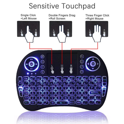 2.4G Air Mouse with Touchpad Keyboard i8 Arabic French Spanish Russian Backlit Mini Wireless Keyboard for PC - product image