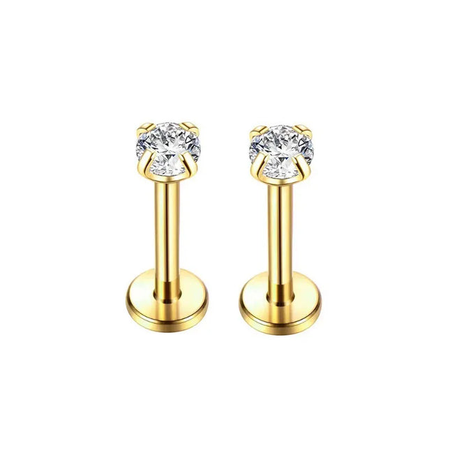 2pcs Stainless Steel Piercing Tragus Stud Earrings, Crystal Labret Small Ear Stud Helix Cartilage - product image 7