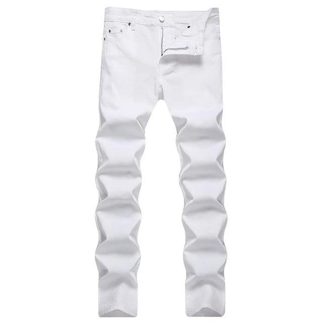Herren Klassische Rein Schwarze Jeans All Match Stretch Denim Hose Casual Plus Size Slim Straight Hose