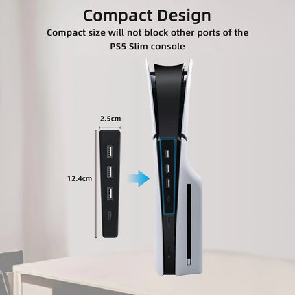 4 Ports USB Hub for PS5 Slim Disc USB High-Speed Expansion Hub Charger USB Extender Compatible with PS5 Slim Console