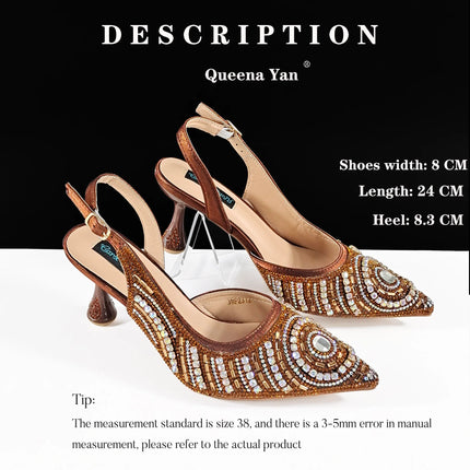 Queena Yan Nigerian Heel Party for Women Silver Color Shoes and Bag Set Rhinestone Handbag Italian Design Wedding INS 2025