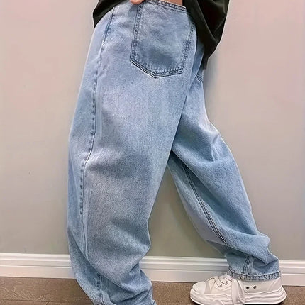Plus Size 3XL Spring Autumn Baggy Jeans Men Fashion Oversize Casual Straight Loose Denim Trousers Y2k Streetwear Wide Leg Pants