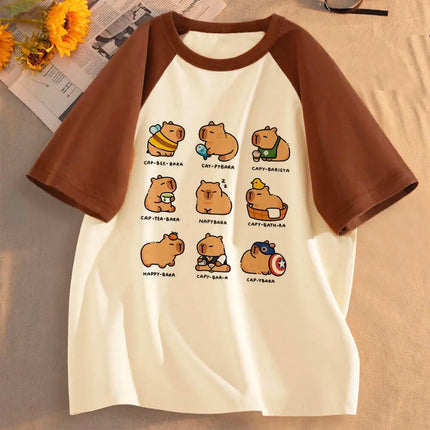 Capybara Kapibara shirt female kawaii Grunge women graphic t-shirt Comfortable University Graphic korean clothes Pastel