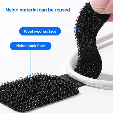 New Reusable Cable Ties Ties Self-Adhesive Power Cord Cable Holder Adjustable Cord Storage Desktop Organiser Manager