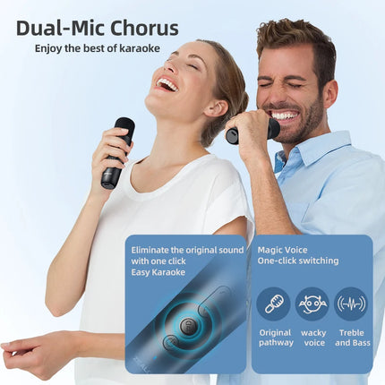 ZEALOT-S32 Karaoke Machine Portable Bluetooth Speaker with 1-2 Wireless Microphones Bluetooth 5.3 Home Family Singing Gifts