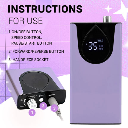 Professional Nails Drill Machine - Electric, Cordless, Aluminium Alloy Casing, 35000 RPM, HD Display for Salon & Home Use