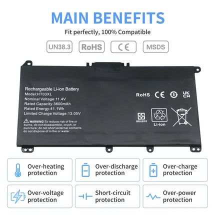 HT03XL Battery For HP Pavilion 14-CE0001LA 14-CE0014TU 14-CE0010CA 14-CE0025TU 14-CE0034TX 15-CS0037T 250 HSTNN-LB8L L11421-421