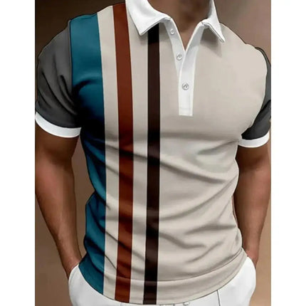 Men's Polo Shirts And short-sleeved Sport Pullovers With Buttons And collars, Summer Casual Striped Button Collar Trend T-shirts