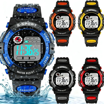 Colorful Light Kids Digital Watch Sport LED Display Luminous Waterproof Silicone Strap Alarm Calendar Stopwatch Student Daily