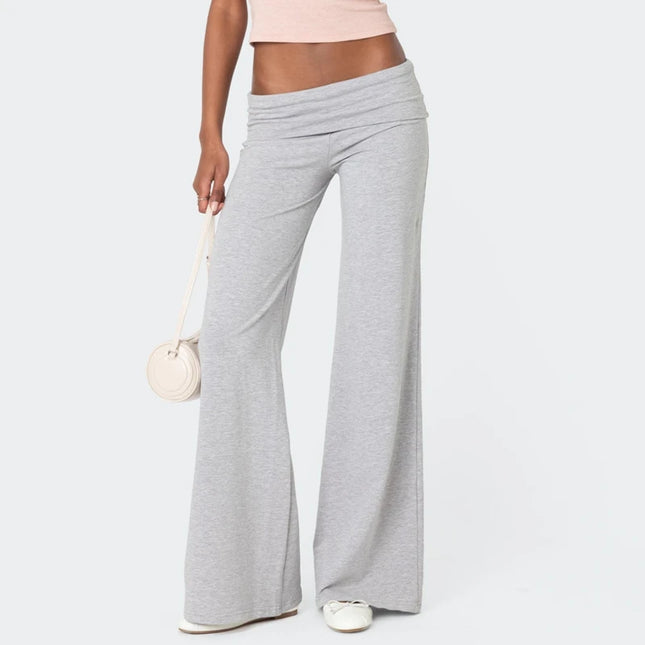 Casual Wide Leg Sweatpants for Women Fold Over Low Rise Flare Yoga Lounge Pants Back to School Clothes - product image 2